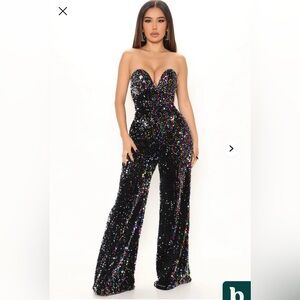 Multicolor sequin party jumpsuit. Black fabric base:)